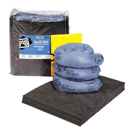Spill Kit, 5 gal Volume Absorbed per Kit, Bag, Clear, 18