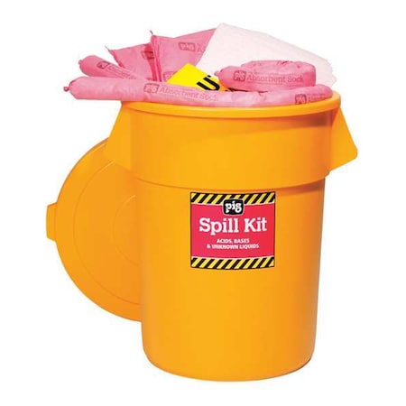 Spill Kit, 39 gal Volume Absorbed per Kit, 55 gal Capacity, Can, Yellow, 77