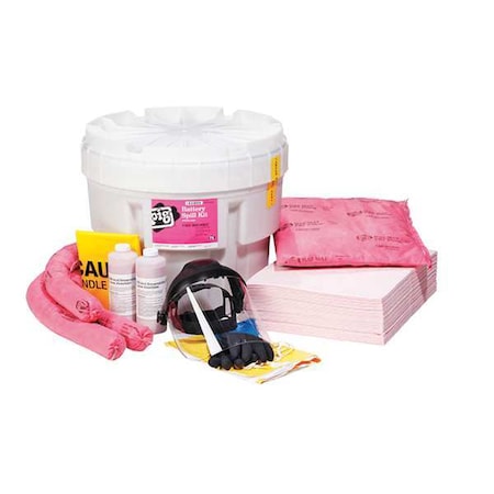 Spill Kit, 13 gal Volume Absorbed per Kit, 20 gal Capacity, Drum, White, 64