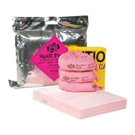 Spill Kit, 5 gal Volume Absorbed per Kit, Not Applicable Capacity, Bag, Silver, 24