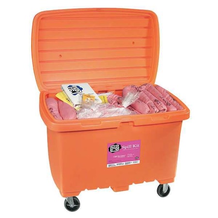 Spill Kit, 74 gal Volume Absorbed per Kit, 112 3/16 gal Capacity, Chest, Orange, 151