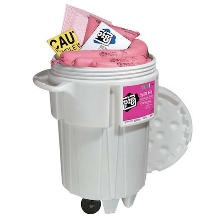 Spill Kit, 63 gal Volume Absorbed per Kit, 95 gal Capacity, Drum, White, 120