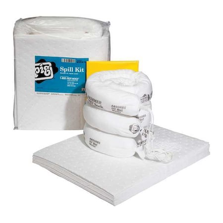 Spill Kit, 6 gal Volume Absorbed per Kit, Bag, Clear, 17