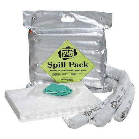 Spill Kit, 8 gal Volume Absorbed per Kit, Not Applicable Capacity, Bag, Silver, 25