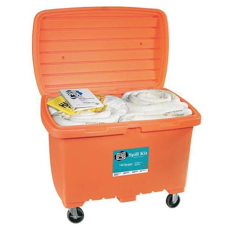 Spill Kit, 74 gal Volume Absorbed per Kit, 112 3/16 gal Capacity, Chest, Orange, 139