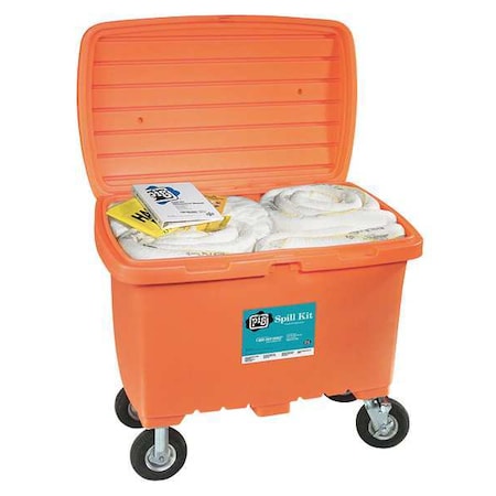 Spill Kit, 74 gal Volume Absorbed per Kit, 112 3/16 gal Capacity, Chest, Orange, 139