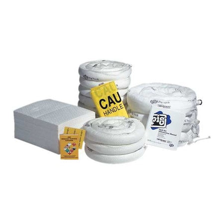 Spill Kit Refill, 52 gal Volume Absorbed per Kit, Not Applicable Capacity, Box, White, 89