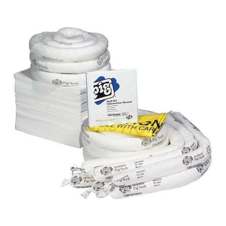 Spill Kit Refill, 44 gal Volume Absorbed per Kit, Not Applicable Capacity, Box, White, 123