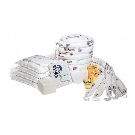 Spill Kit Refill, 31 gal Volume Absorbed per Kit, Not Applicable Capacity, Box, White, 122