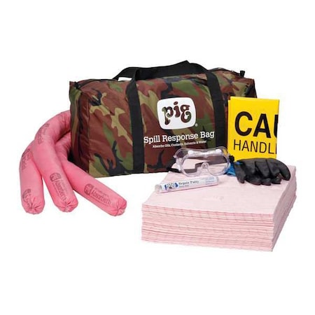 Spill Kit, 10 gal Volume Absorbed per Kit, Not Applicable Capacity, Bag, Camouflage, 43