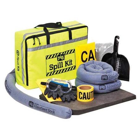 Spill Kit, 5 gal Volume Absorbed per Kit, Not Applicable Capacity, Bag, Yellow, 23