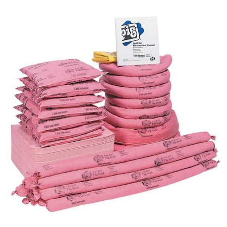 Spill Kit Refill, 63 gal Volume Absorbed per Kit, Not Applicable Capacity, Box, Pink, 119
