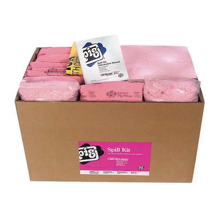 Spill Kit Refill, 74 gal Volume Absorbed per Kit, Box, Pink, 150