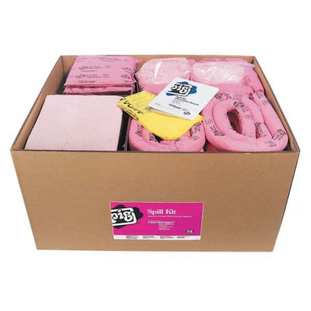 Spill Kit Refill, 108 gal Volume Absorbed per Kit, Not Applicable Capacity, Box, Pink, 199
