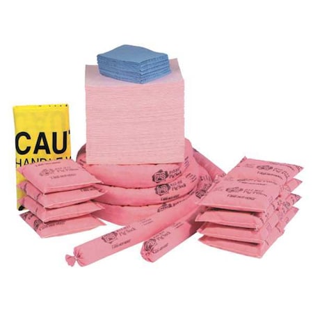 Spill Kit Refill, 18 gal Volume Absorbed per Kit, Not Applicable Capacity, Box, Pink, 158