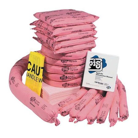 Spill Kit Refill, 39 gal Volume Absorbed per Kit, Not Applicable Capacity, Box, Pink, 76