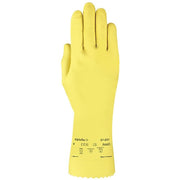 AlphaTec Chemical Resistant Gloves, Natural Rubber Latex, 12 in L, 20 mil, Yellow, 10, 1 PR
