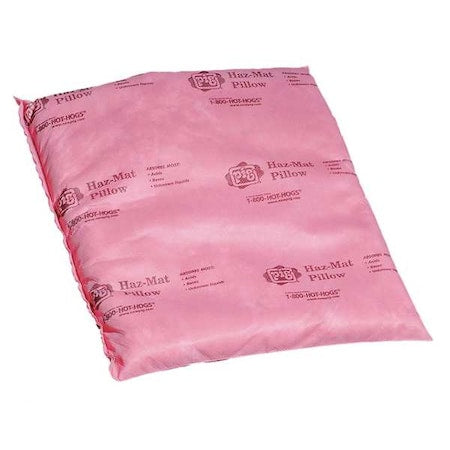 Sorbent Pillow, 10 gal, 16 in x 17 in, Harsh Chemicals, Pink, 10 PK