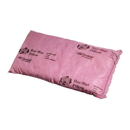Sorbent Pillow, 6 gal, 8 in x 17 in, Harsh Chemicals, Pink, 10 PK