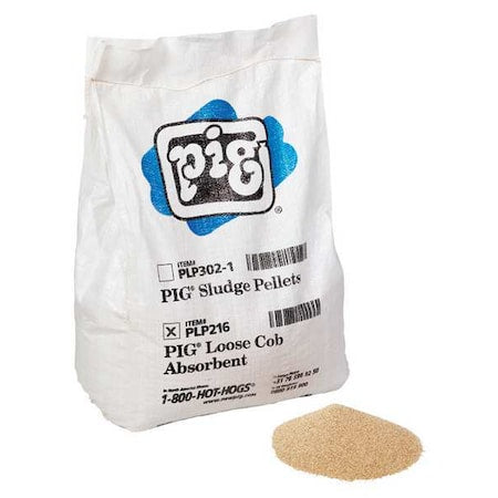 Granular Sorbent, 12 1/2 gal Absorbed per Package, 25 lb Bag, Corn Cob, Not Scented, Tan