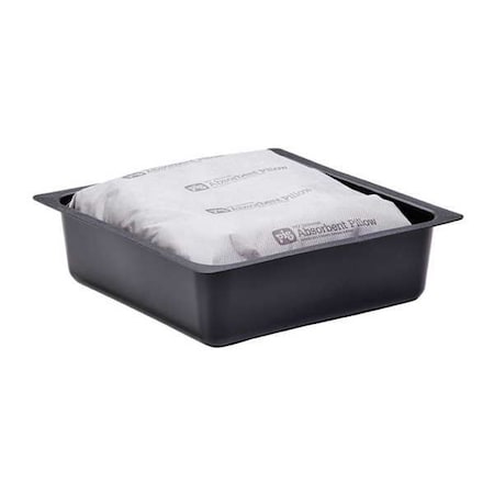 Absorbent Pillow In Pan, 12 gal, Universal, Black/Gray