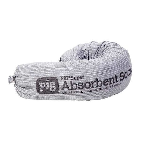 Sorbent Sock, 24 gal, 3 1/4 in x 21 in, Universal, Gray, 48 PK