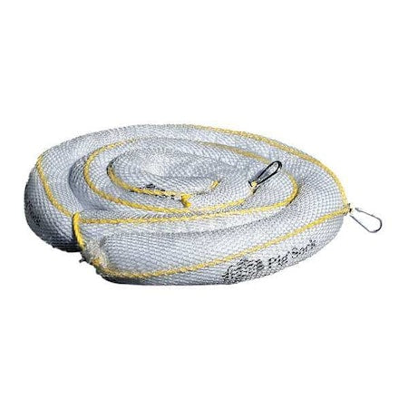 Sorbent Sock, 16 gal, 3 in x 10 ft, Oil, White, 8 PK