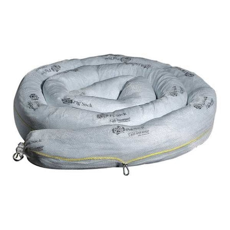 Sorbent Boom, 48 gal, 8 in x 20 ft, Oil, White, 2 PK