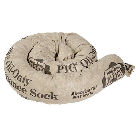 Sorbent Sock, 30 gal, 3 in x 42 in, Oil, Brown, 30 PK