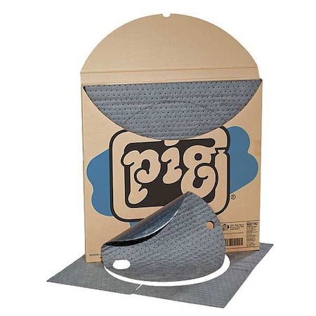 Sorbent Pad, 9 gal, 22 in Dia., Universal, Gray, Polypropylene