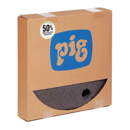 Sorbent Pad, 7 gal, 22 in Dia., Universal, Gray, Polypropylene