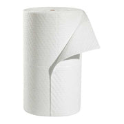 Sorbent Pad, 40 gal, 32 in x 150 ft, Oil, White, Polypropylene