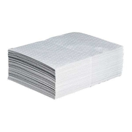 Sorbent Pad, 11 gal, 15 in x 20 in, Oil, White, 50 PK