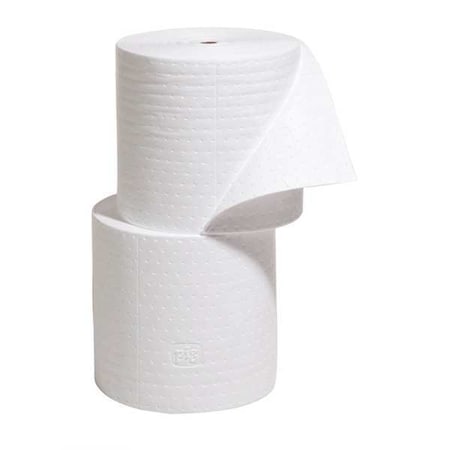Sorbent Roll, 40 gal, 15 in x 150 ft, Oil, White, 2 PK