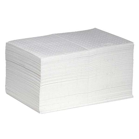 Sorbent Pad, 17 gal, 15 in x 20 in, Oil, White, 100 PK