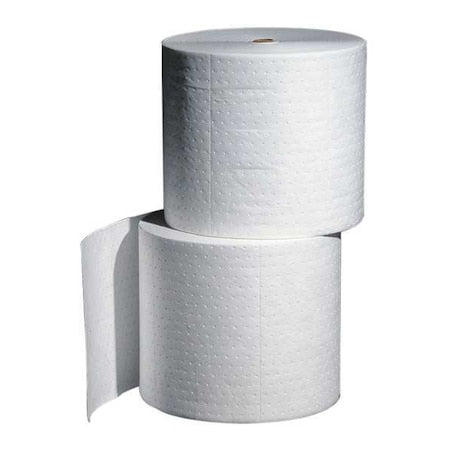 Sorbent Roll, 41 gal, 15 in x 300 ft, Oil, White, 2 PK