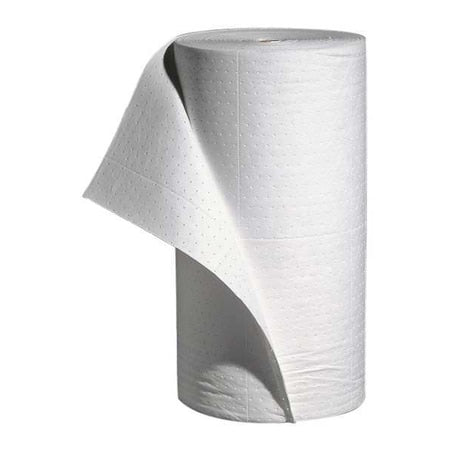 Sorbent Roll, 40 gal, 30 in x 300 ft, Oil, White, Polypropylene