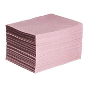Sorbent Pad, 22 gal, 15 in x 20 in, Universal, Pink, Polypropylene