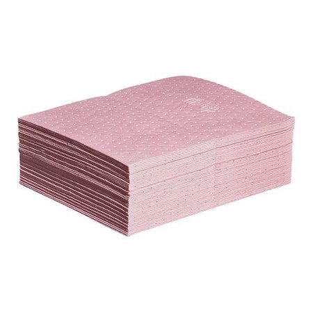 Sorbent Pad, 11 gal, 15 in x 20 in, Universal, Pink, 50 PK