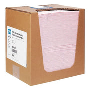 Sorbent Pad, 9 gal, 10 in x 13 in, Universal, Pink, Polypropylene