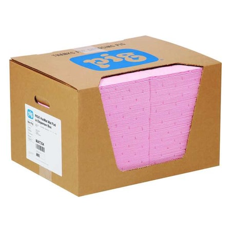 Sorbent Pad, 22 gal, 15 in x 20 in, Universal, Pink, Polypropylene