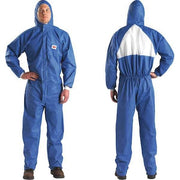 Hooded Disposable Coveralls, 3XL, Blue, SMMS