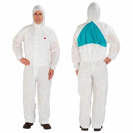Hooded Disposable Coveralls, 2XL, White, SMMMS