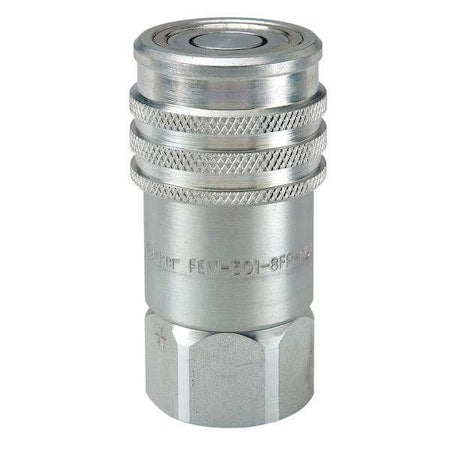 Hydraulic Quick Connect Hose Coupling, Steel Body, Push-to-Connect Lock, 9/16"-18 Thread Size