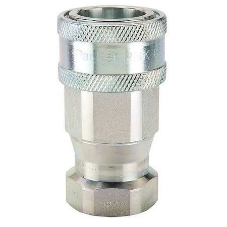 Hydraulic Quick Connect Hose Coupling, Steel Body, Sleeve Lock, 3/4"-16 Thread Size, 6600 Series