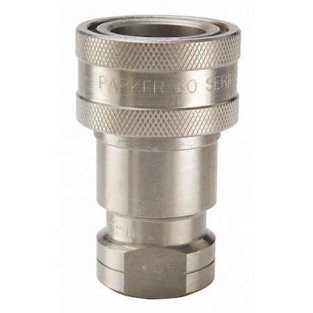 Hydraulic Quick Connect Hose Coupling, 303 Stainless Steel Body, Sleeve Lock, 1/2"-14 Thread Size