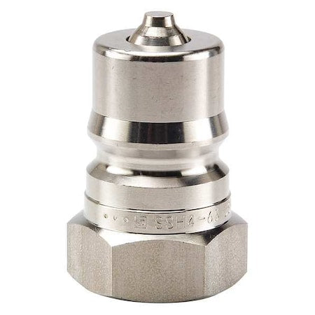 Hydraulic Quick Connect Hose Coupling, 316 Stainless Steel Body, Sleeve Lock, 3/4"-14 Thread Size