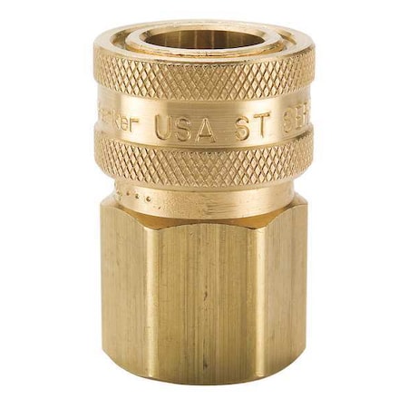 Hydraulic Quick Connect Hose Coupling, Brass Body, Sleeve Lock, 3/8"-18 Thread Size, ST Series