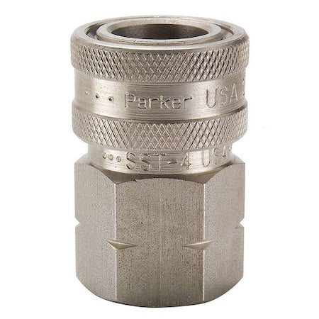 Hydraulic Quick Connect Hose Coupling, 303 Stainless Steel Body, Ball Lock, 1"-11-1/2 Thread Size