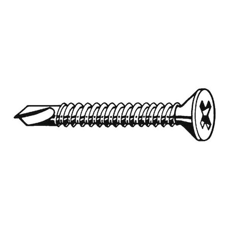 Drywall Screw, #8 x 3 in, Steel, Flat Head Phillips Drive, 200 PK